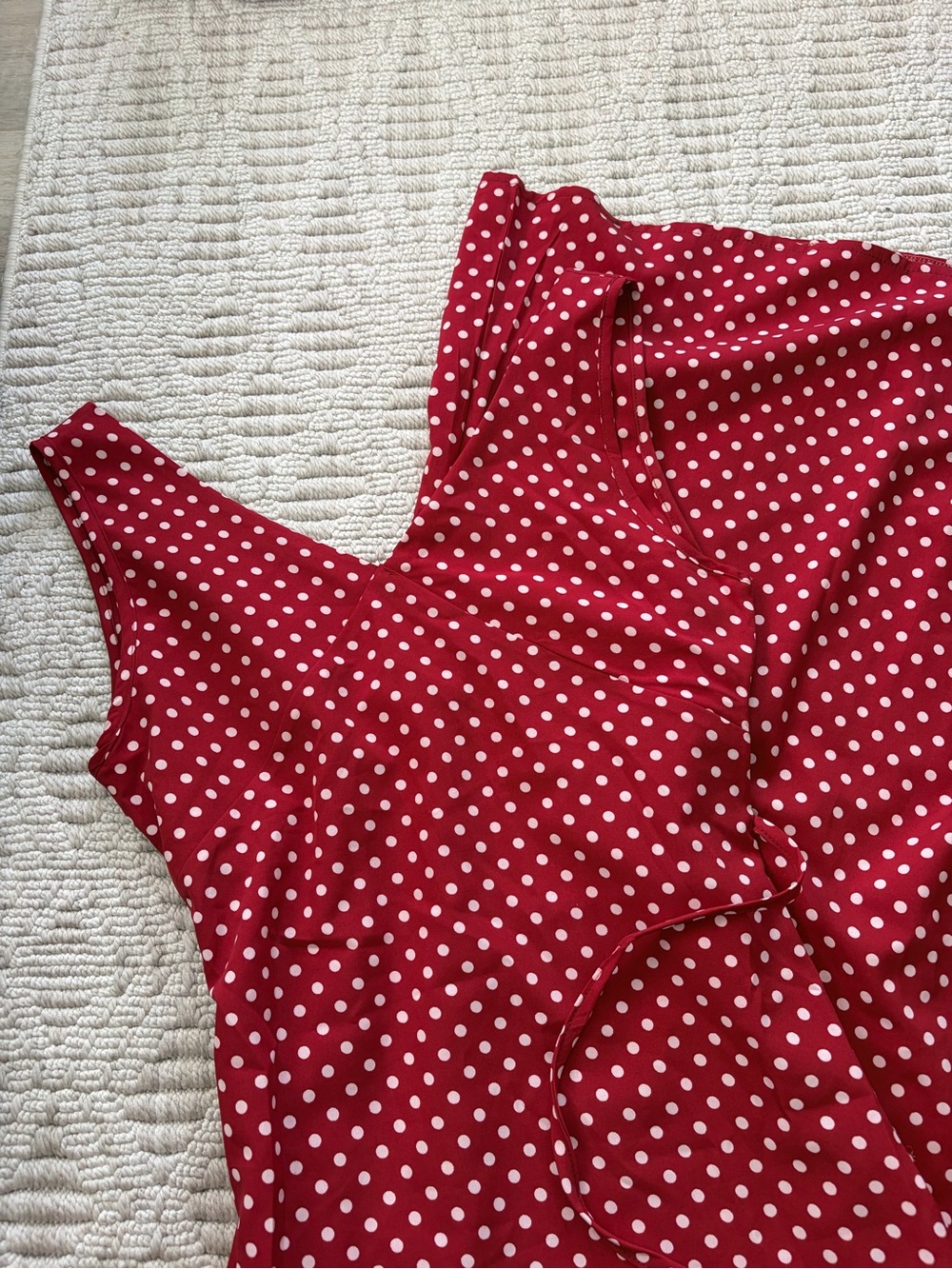 Red Polka Dot Sleeveless Dress summer maxi dress